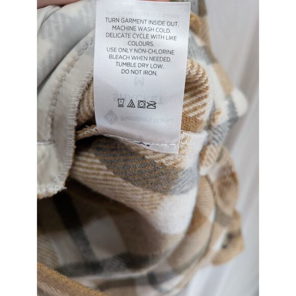 Member's Mark Plaid Shacket Medium Tan White Womens Layer Shirt Jacket Boxy Fit - Picture 7 of 11
